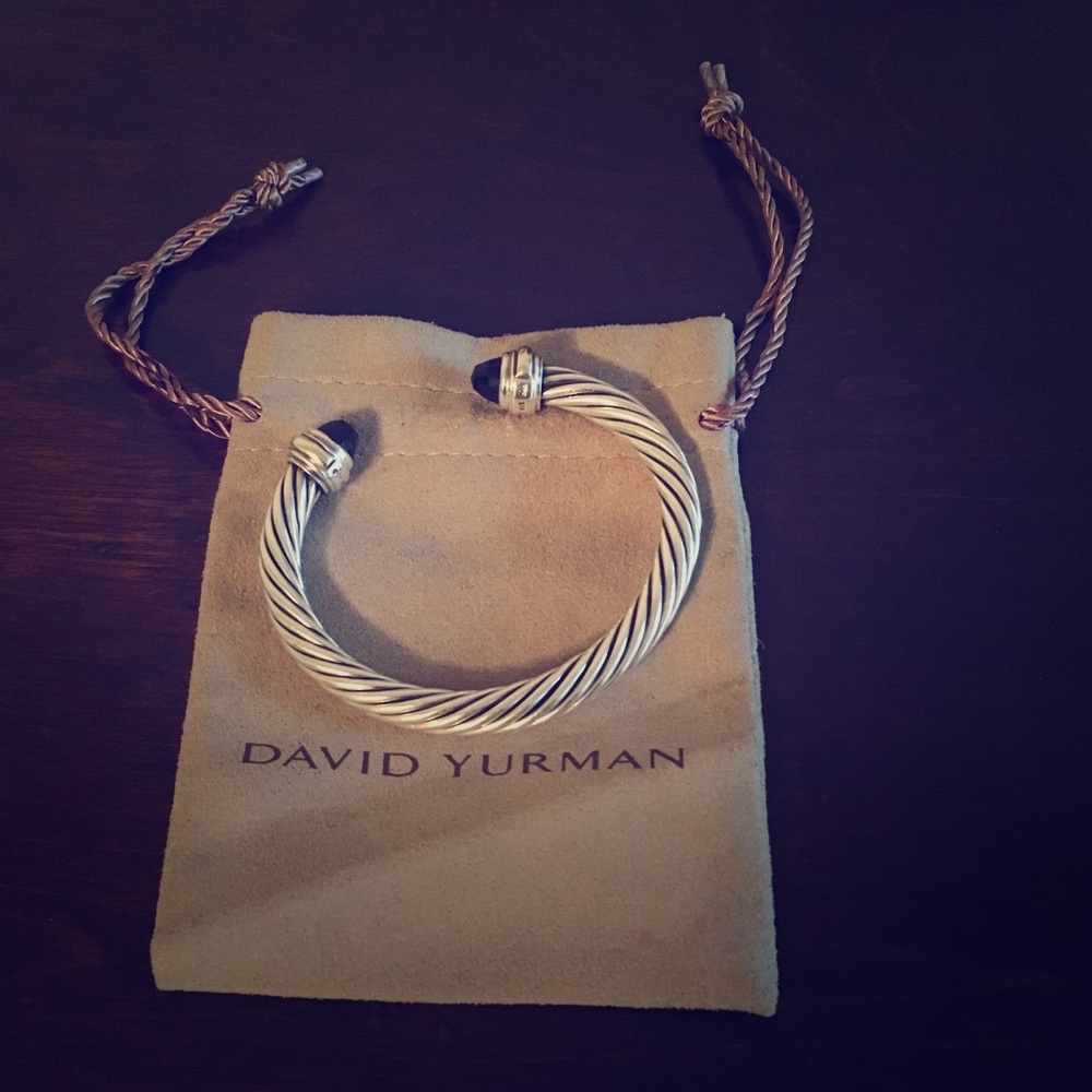 David Yurman Cable Bracelet Onyx & 14k Gold 7mm